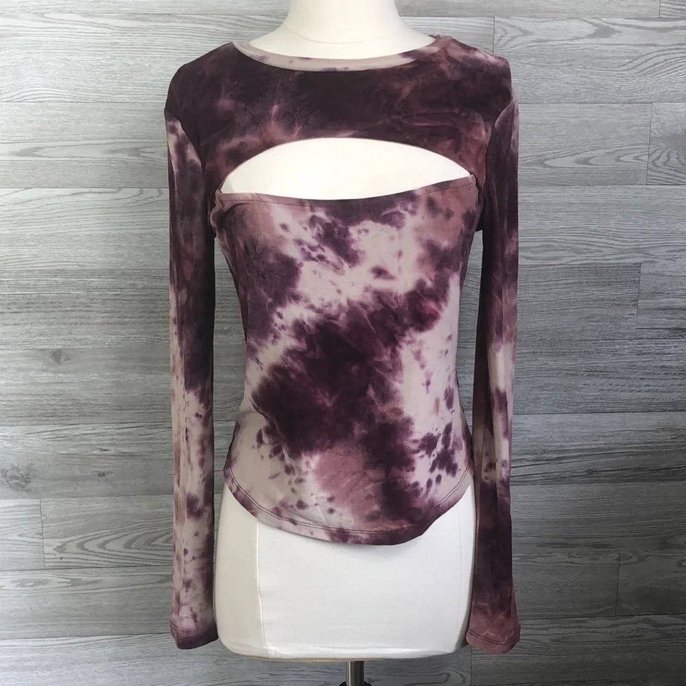 NWT Derek Hart Cut Out Tie Dye Mock Turtleneck